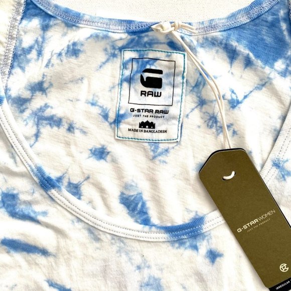 G-STAR RAW Lyker R T Jersey Tank  Tie Dye Laundry Blue - Picture 2 of 3